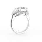 vimg:FJ2120|vimg:FJ2571|18K White Gold Trilogy Emerald Diamond Ring — 3D VIEW