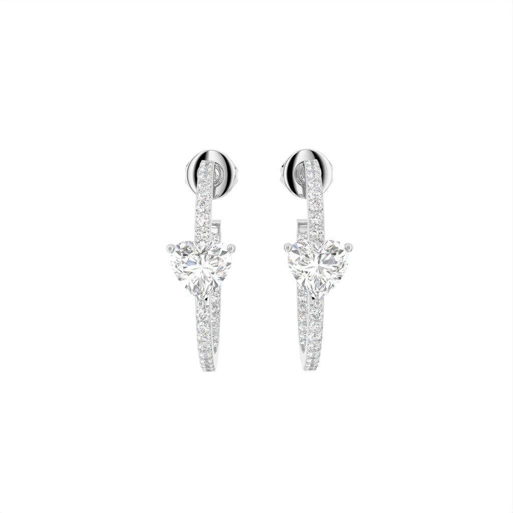 18K Heart Diamond Hoop Earrings — TOP