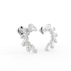 18K Mixed Cut Bespoke Diamond Earrings — 3D VIEW