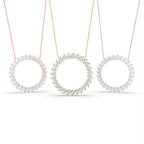 18K White Gold Geometric Marquise Diamond Pendant — 3 COLOR