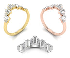 18K White Gold Baguette Diamond Ring — 3 COLOR