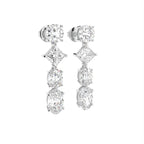 18K Round Diamond Drop Earrings — 3D VIEW