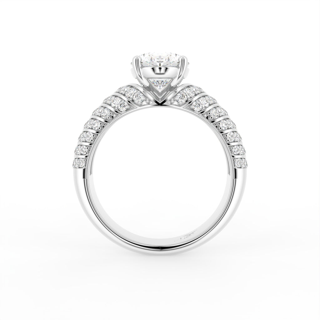 18K White Gold Oval Diamond Engagement Ring — FRONT