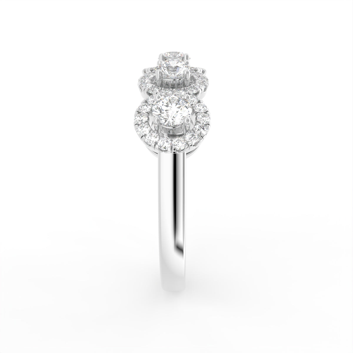 18K White Gold Halo Round Diamond Eternity Ring — SIDE