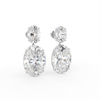 18K Solitaire Two Stone Diamond Drop Earrings — 3D VIEW