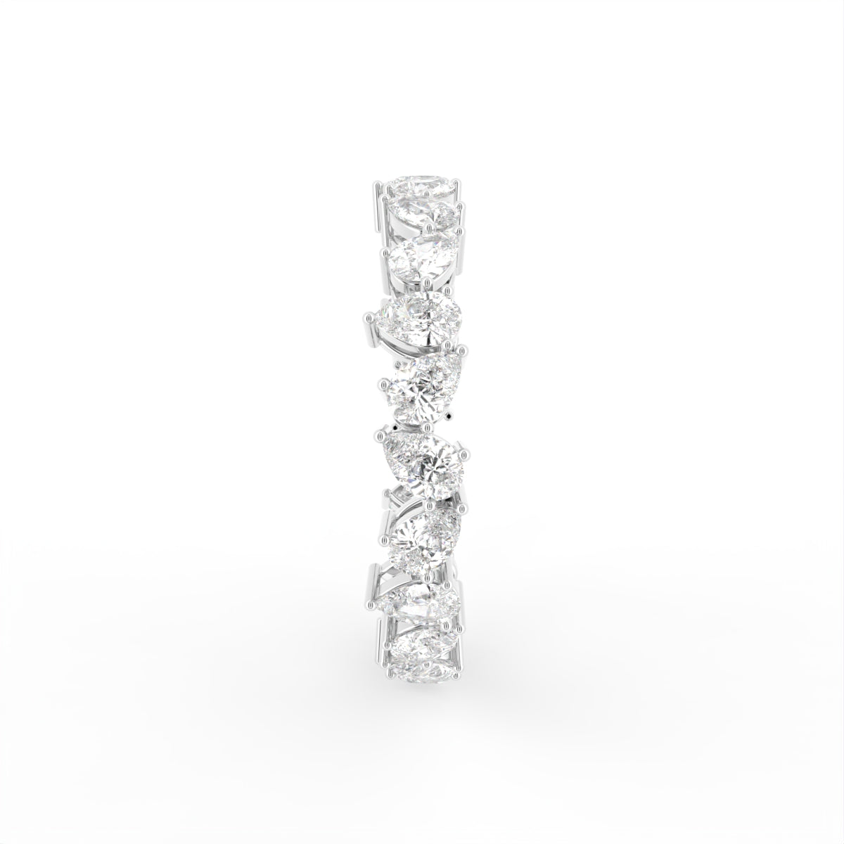 18K White Gold Pear Eternity Diamond Ring — SIDE
