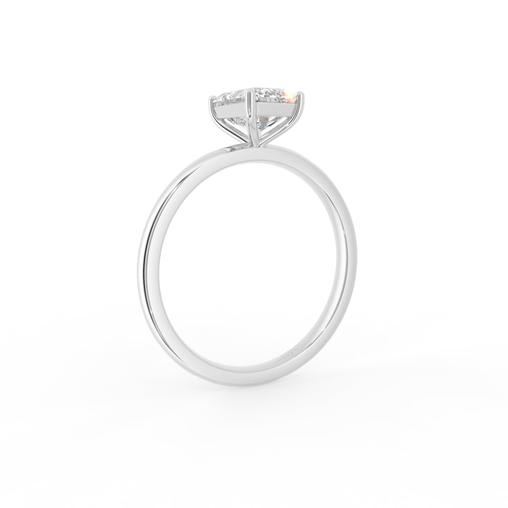 18K Solitaire Emerald Cut Diamond Engagement Ring — 3D VIEW