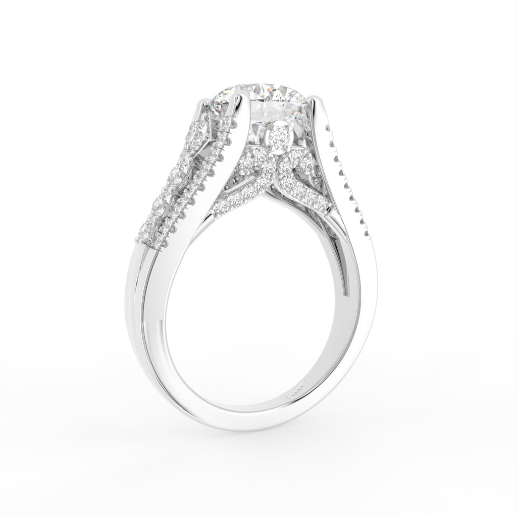 18K Shoulder Set Diamond Ring — 3D VIEW