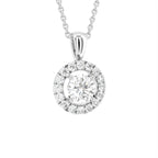 18K Halo Round Diamond Pendant — 3D VIEW