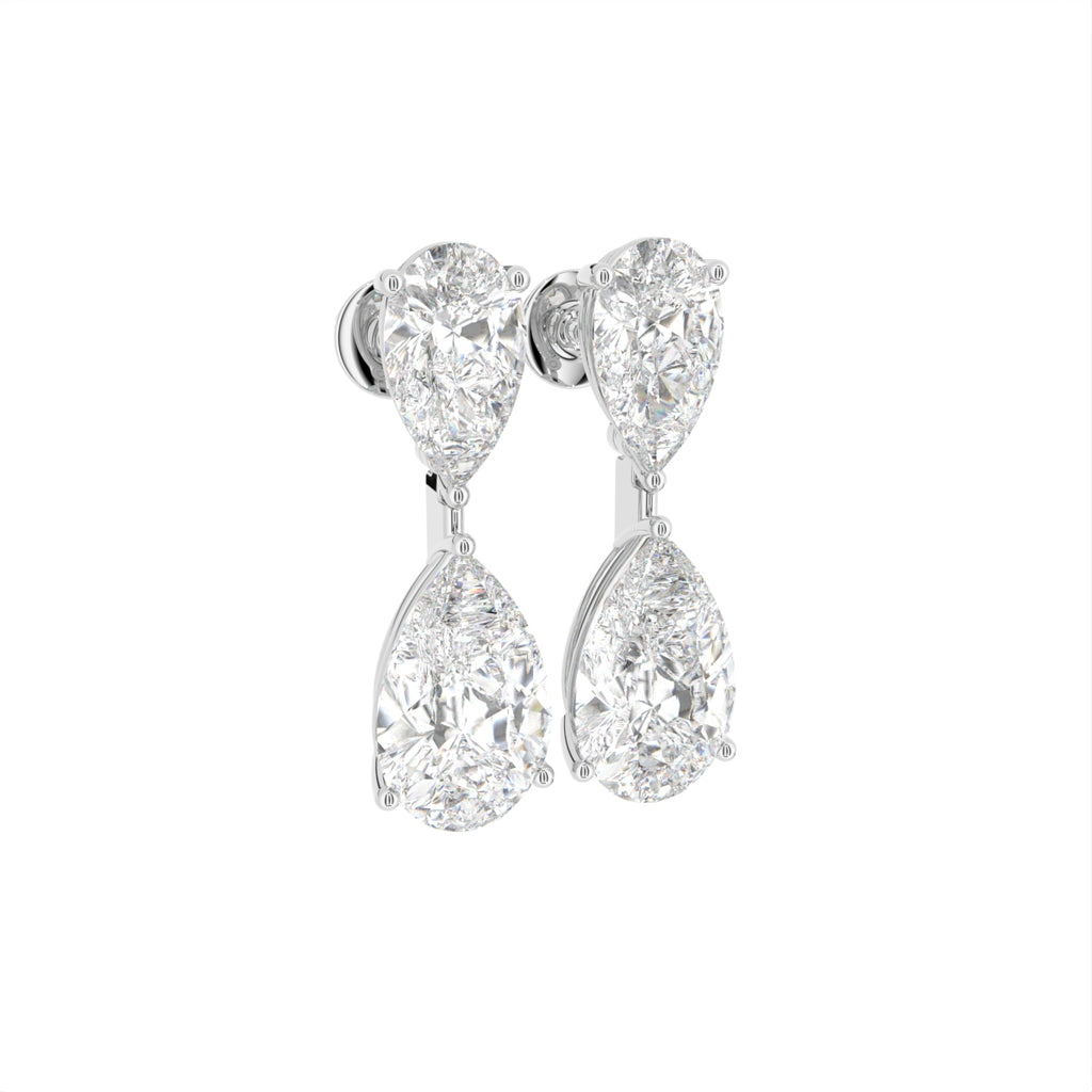 18K Diamond Drop Earrings — 3D VIEW