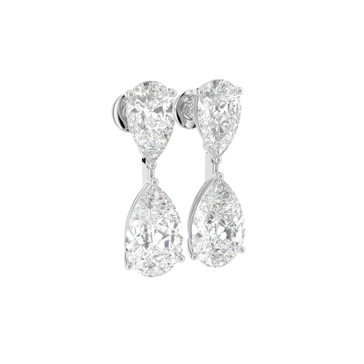 18K Diamond Drop Earrings — 3D VIEW