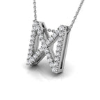 18K White Gold Dagaz Viking Round Diamond Pendant — 3D VIEW