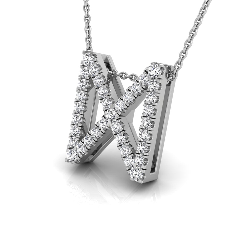 18K White Gold Dagaz Viking Round Diamond Pendant — 3D VIEW