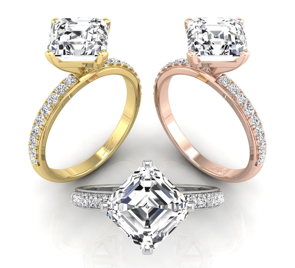 18K Asscher Diamond Ring — 3 COLOR