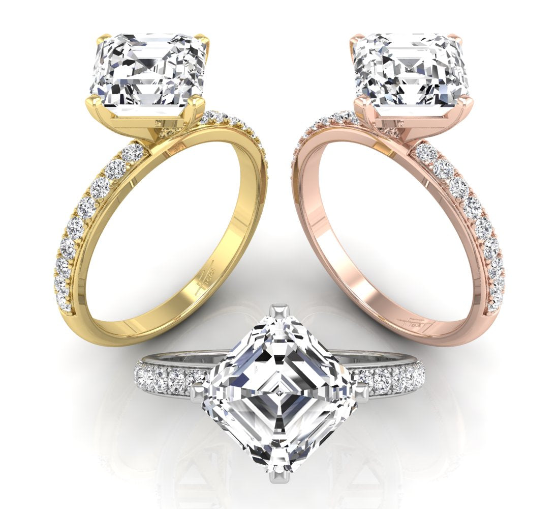 18K Asscher Diamond Ring — 3 COLOR