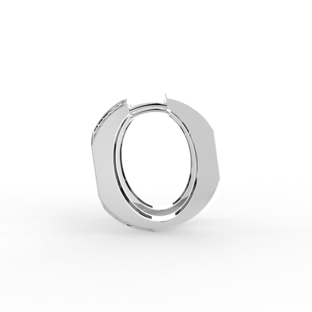 18K Fancy-Cut Diamond Huggie Hoop Earrings — SIDE VIEW