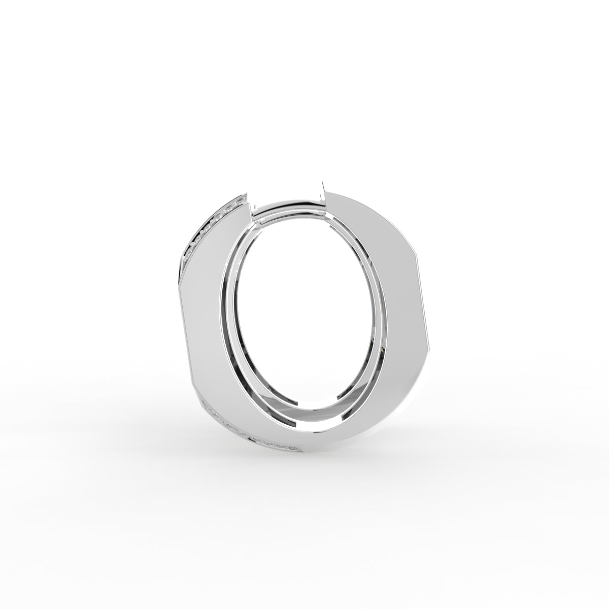 18K Fancy-Cut Diamond Huggie Hoop Earrings — SIDE VIEW