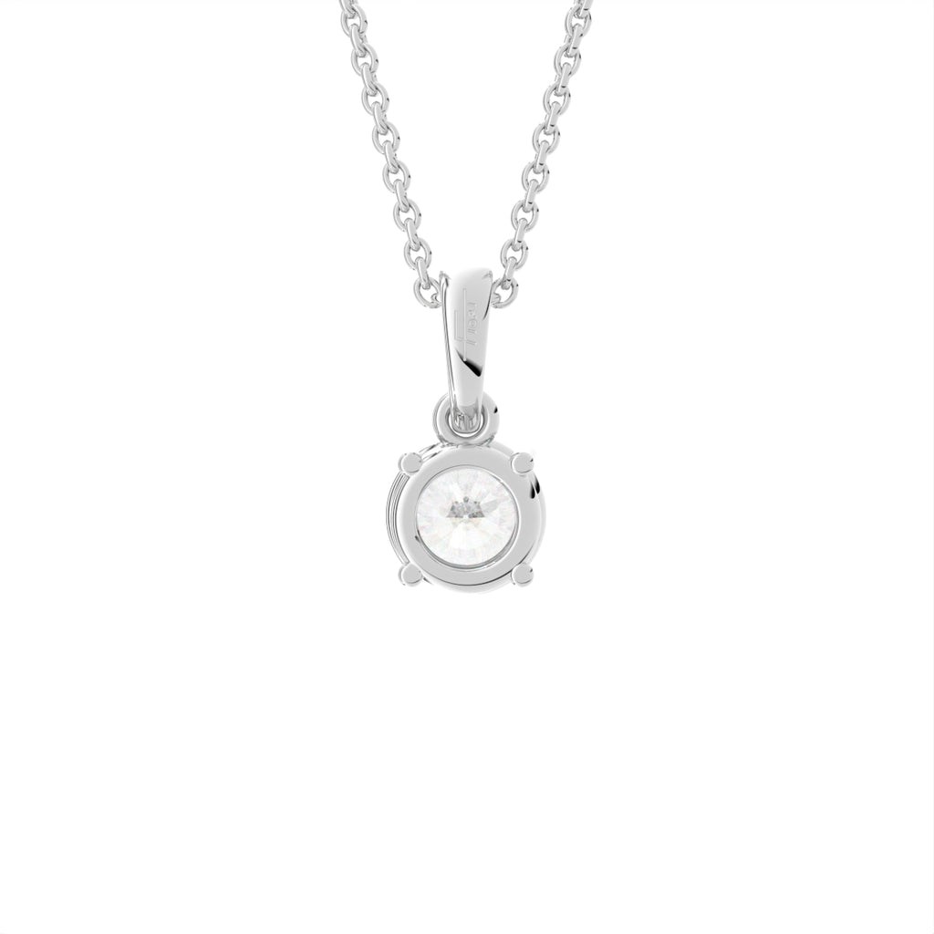 14K White Gold Solitaire Round Diamond Pendant — BACK