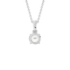 14K White Gold Solitaire Round Diamond Pendant — BACK