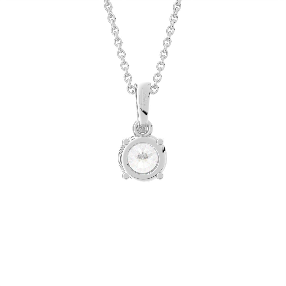 14K White Gold Solitaire Round Diamond Pendant — BACK