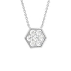18K Hexagon Round Diamond Pendant — 3D VIEW