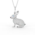 18K White Gold Bunny Round Diamond Pendant — FRONT