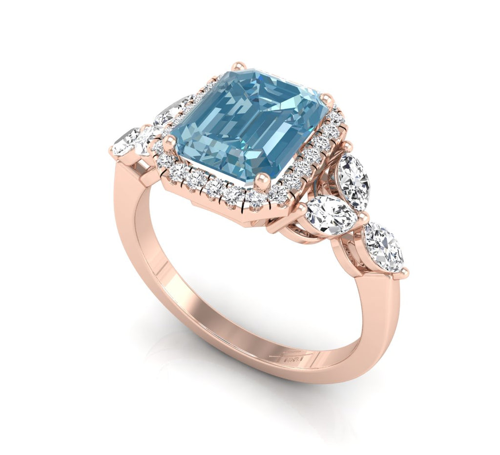 vimg:Z00222|18K Bespoke Emerald Cut Diamond Engagement Ring — 3D VIEW