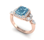 vimg:Z00222|18K Bespoke Emerald Cut Diamond Engagement Ring — 3D VIEW