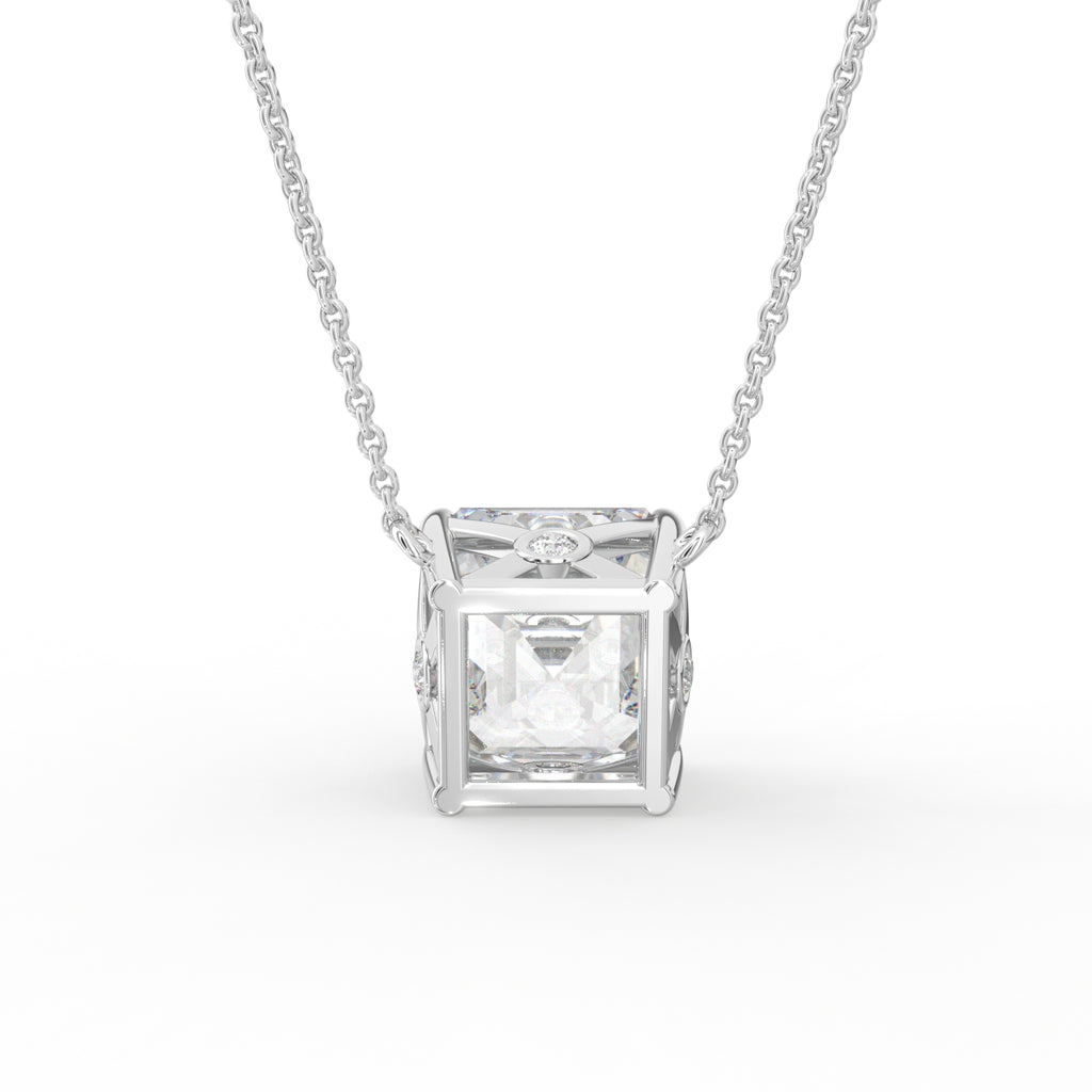 18K Asscher Cut Diamond Pendant — BACK