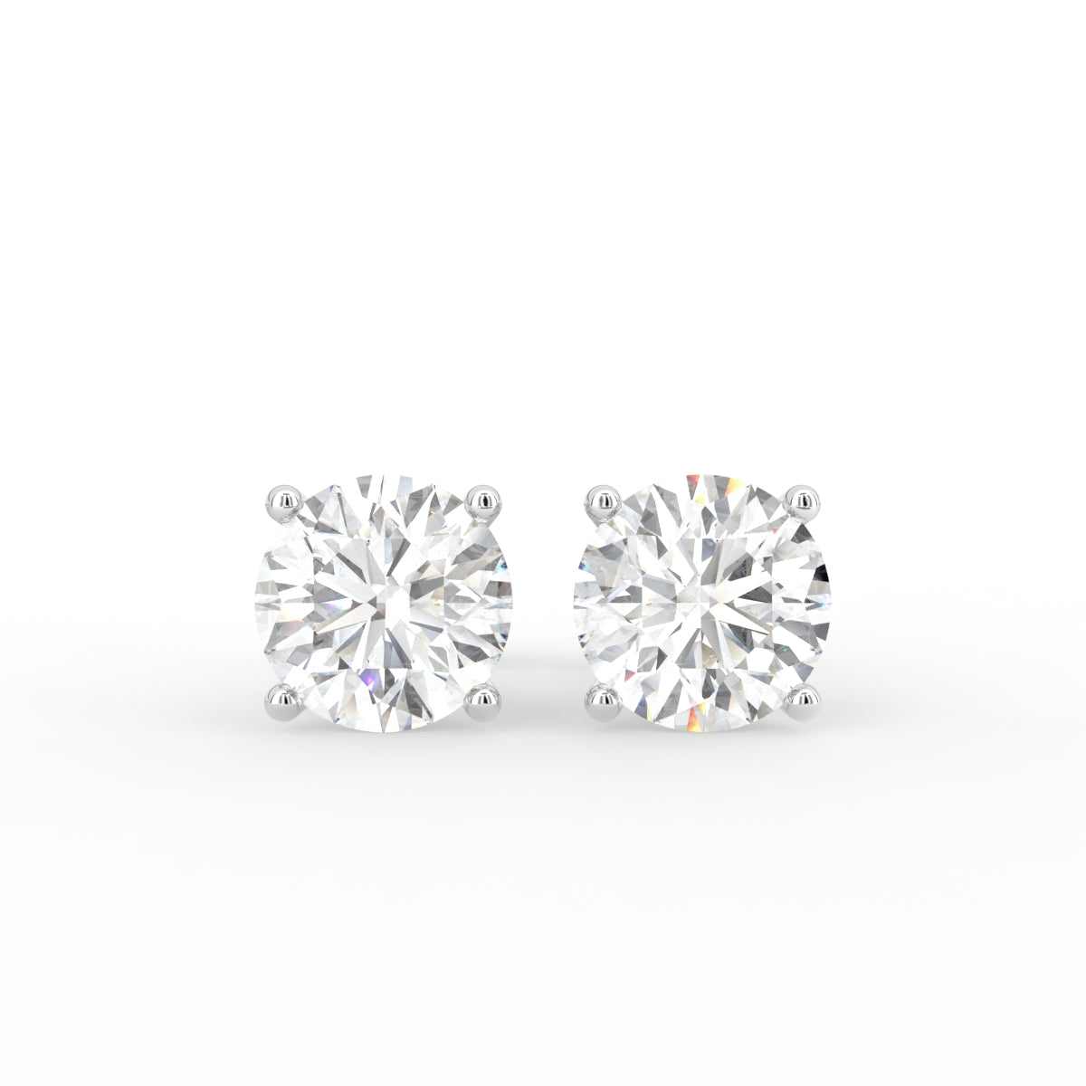 18K Round Solitaire Diamond Earrings — TOP
