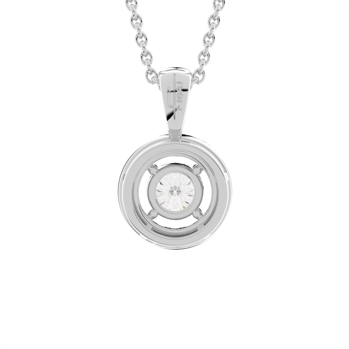 18K Halo Round Diamond Pendant — BACK