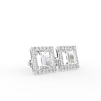 18K White Gold Emerald-Cut Diamond Earrings — 3D VIEW