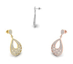 18K Drop Teardrop Diamond Earrings — 3 COLOR