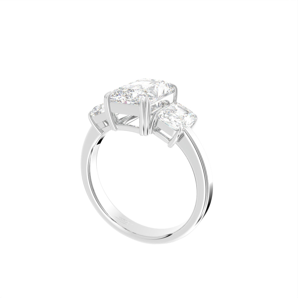 18K Trilogy Three-Stone Diamond Engagement Ring — 3D VIEW