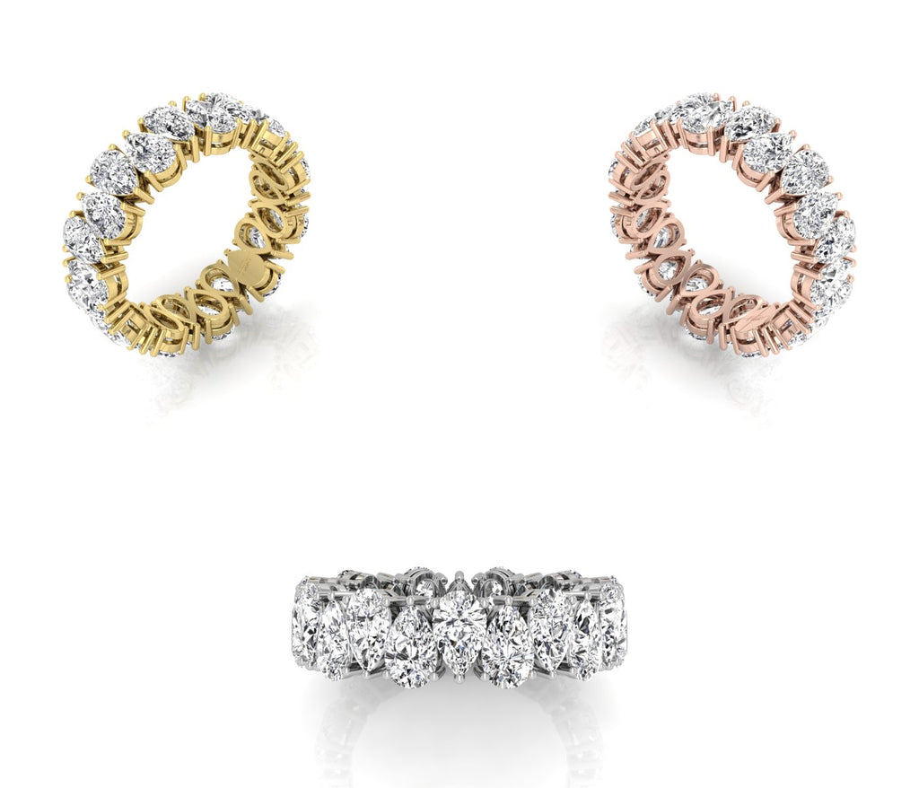 vimg:FJ3270|vimg:FJ3274|vimg:FJ3282|vimg:FJ3284|vimg:FJ3285|14K White Gold Full Eternity Pear Diamond Ring — 3 COLOR