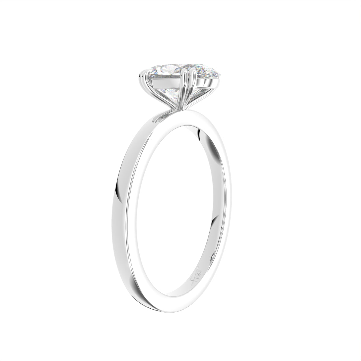 14K Rose Gold Solitaire Oval Diamond Ring — 3D VIEW