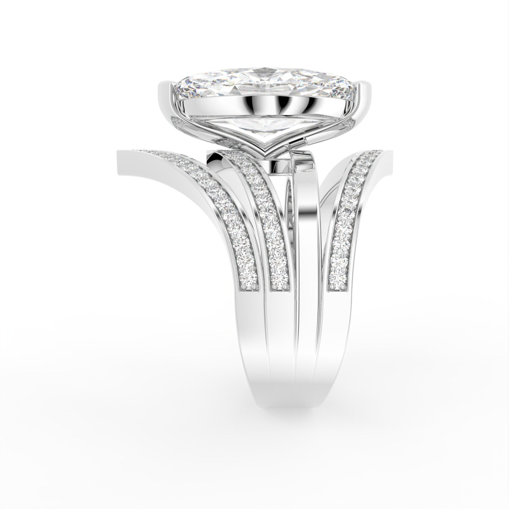 18K Bespoke Marquise Diamond Ring — SIDE
