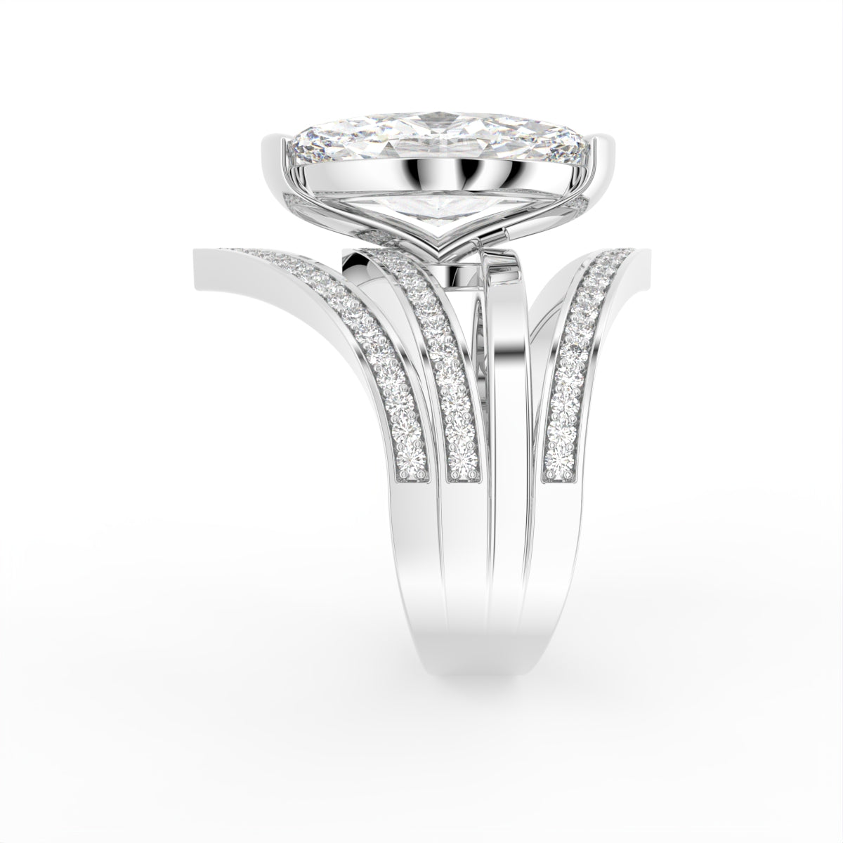 18K Bespoke Marquise Diamond Ring — SIDE
