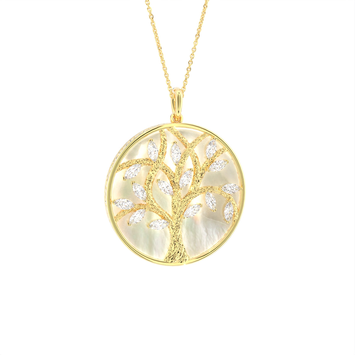 vimg:FJ6384|vimg:FJ6388|vimg:FJ6391|vimg:FJ6534|vimg:FJ6536|vimg:FJ6564|vimg:FJ6565|18K Tree of Life Marquise Diamond Pendant — 3D VIEW