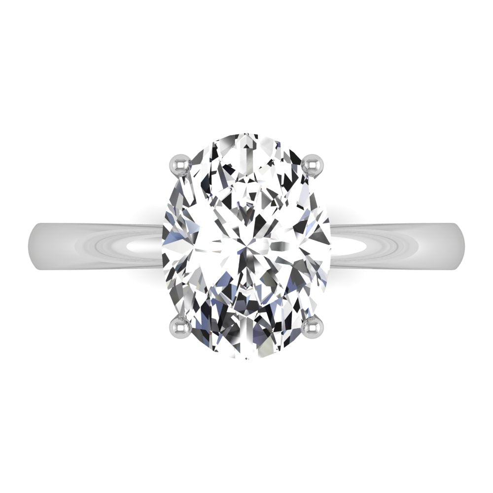 18K Solitaire Oval Diamond Ring — TOP