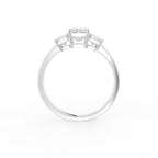 18K White Gold Trilogy Emerald Diamond Ring — FRONT