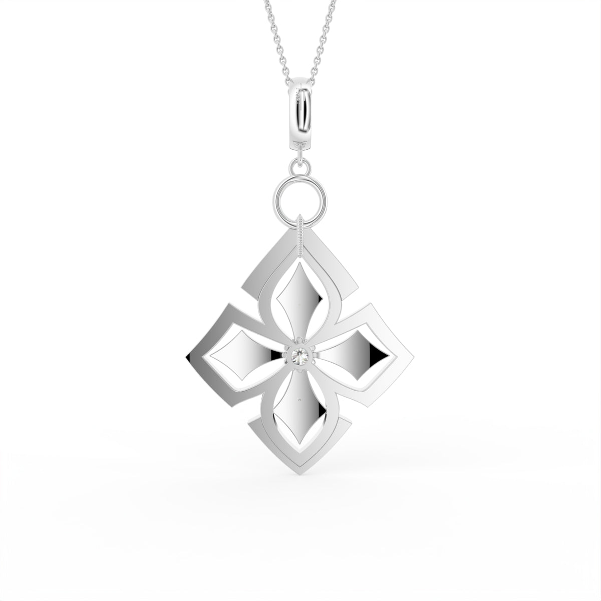 18K Rose Gold Bespoke Round Diamond Pendant — BACK