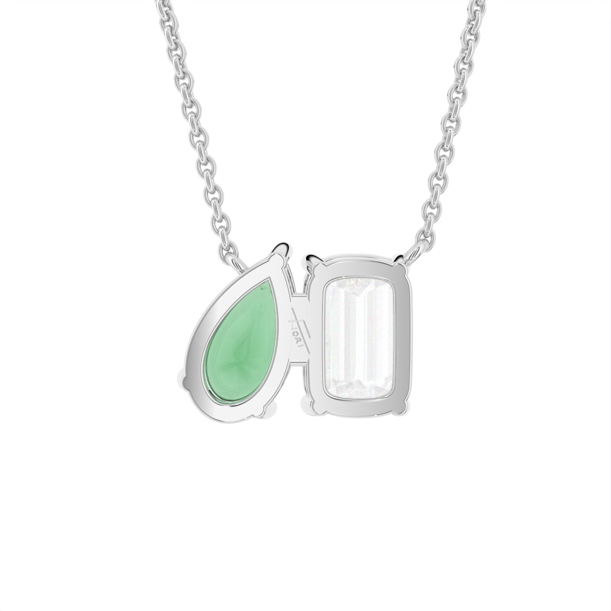 vimg:FJ6793|18K Yellow Gold Emerald Cut Diamond Pendant — BACK