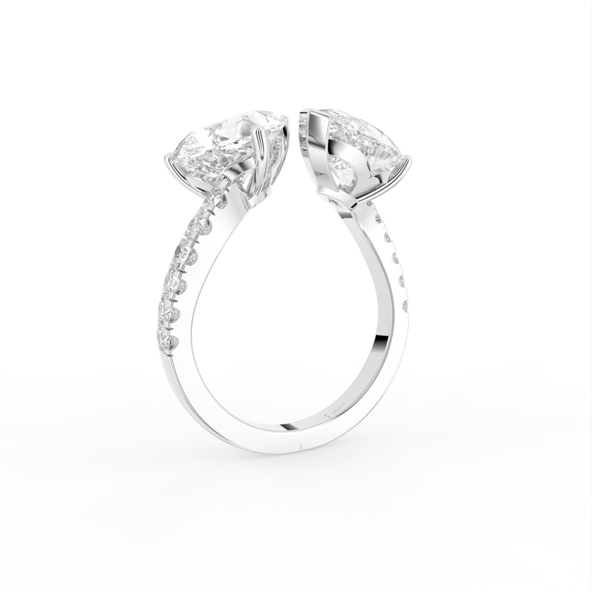 18K Bespoke Pear Diamond Ring — 3D VIEW
