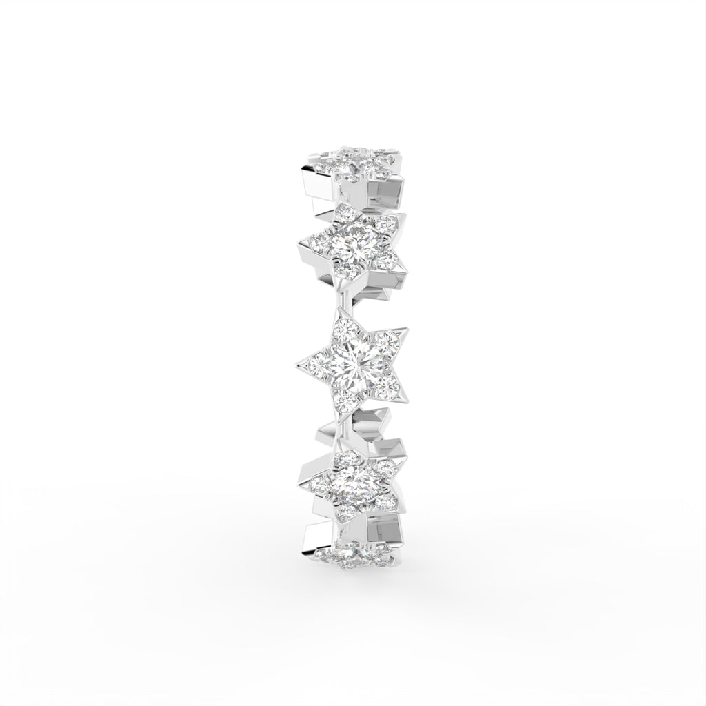14K White Gold Star Round Diamond Ring — SIDE