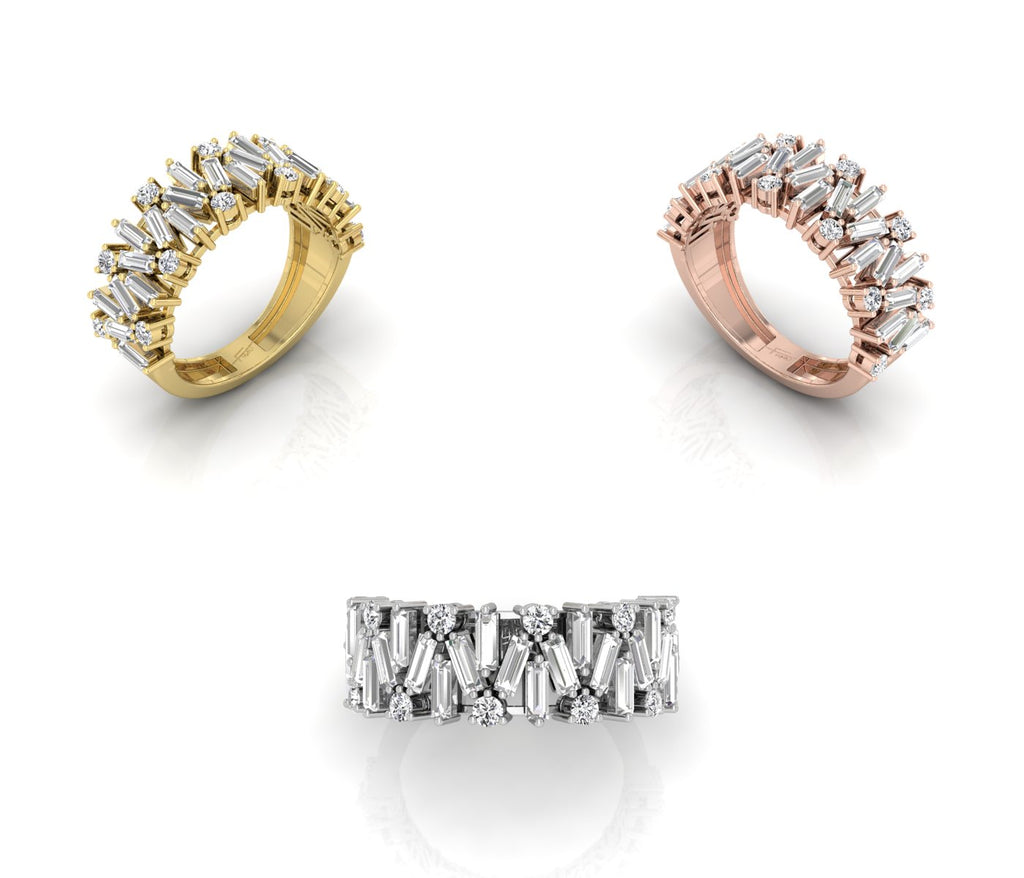 18K White Gold Baguette Diamond Eternity Ring — 3 COLOR