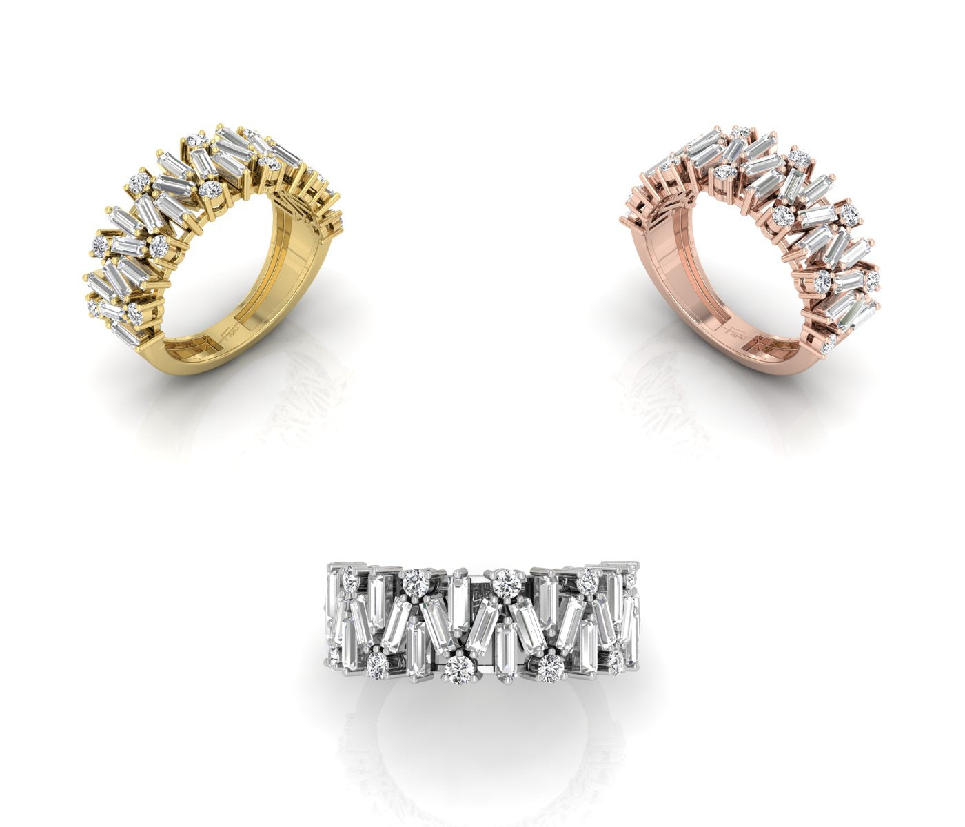18K White Gold Baguette Diamond Eternity Ring — 3 COLOR
