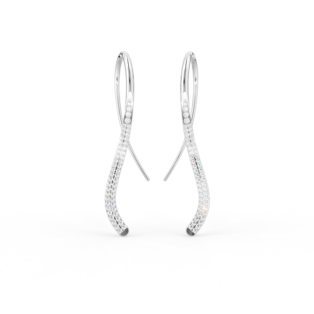 18K Pave Drop Diamond Earrings — TOP