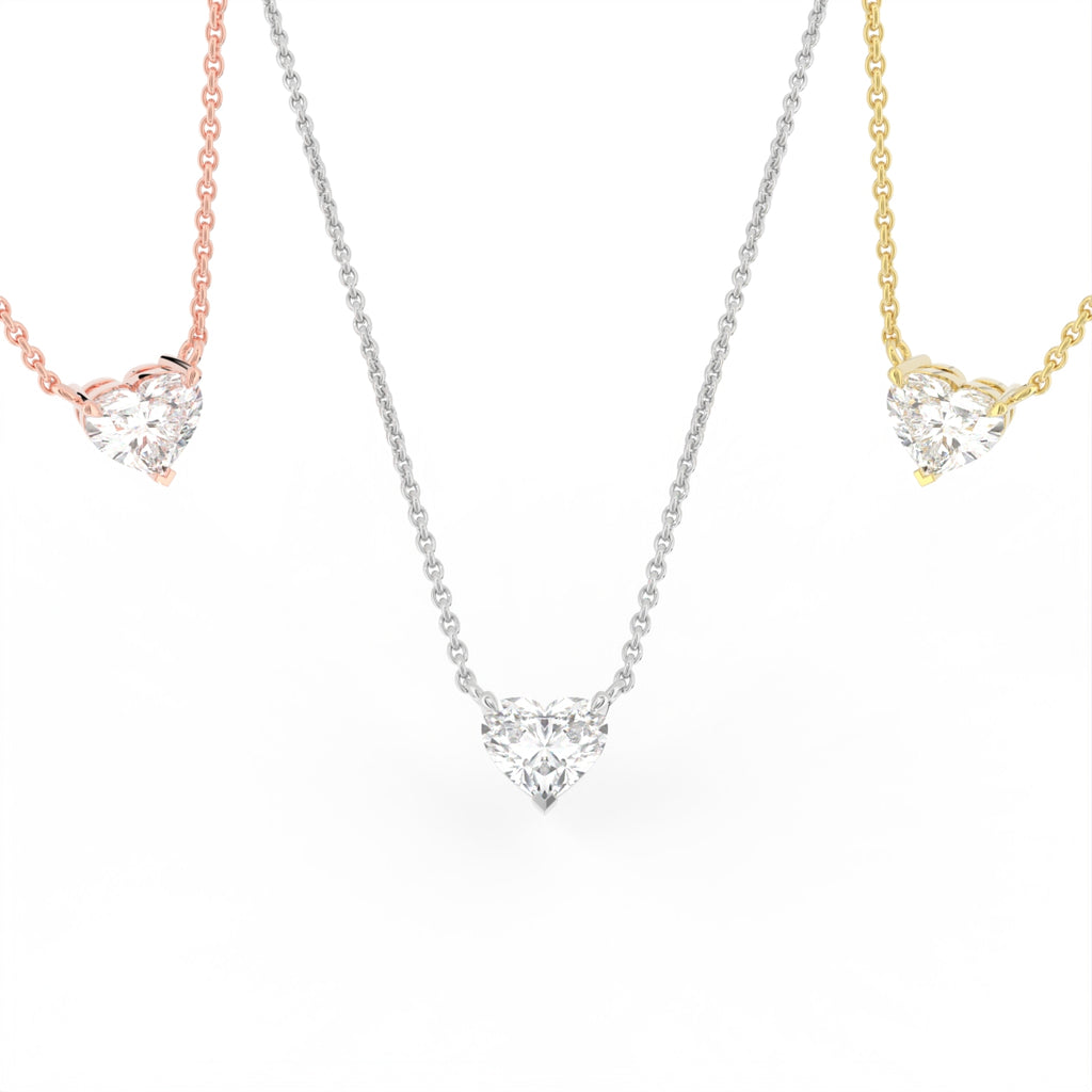 18K Solitaire Diamond Pendant — 3 COLOR
