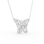 vimg:FJ6109|vimg:FJ6842|18K White Gold Butterfly Baguette Diamond Pendant — 3D VIEW